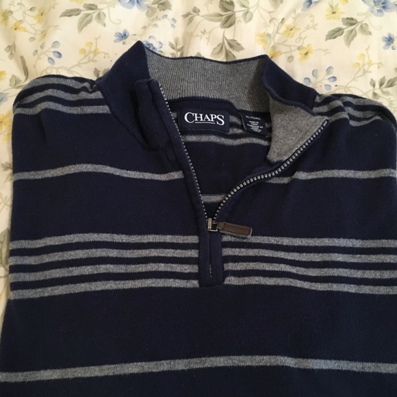 Chaps Navy Blue Men’s Knit 1/4 Zip Pullover - Picture 1 of 7